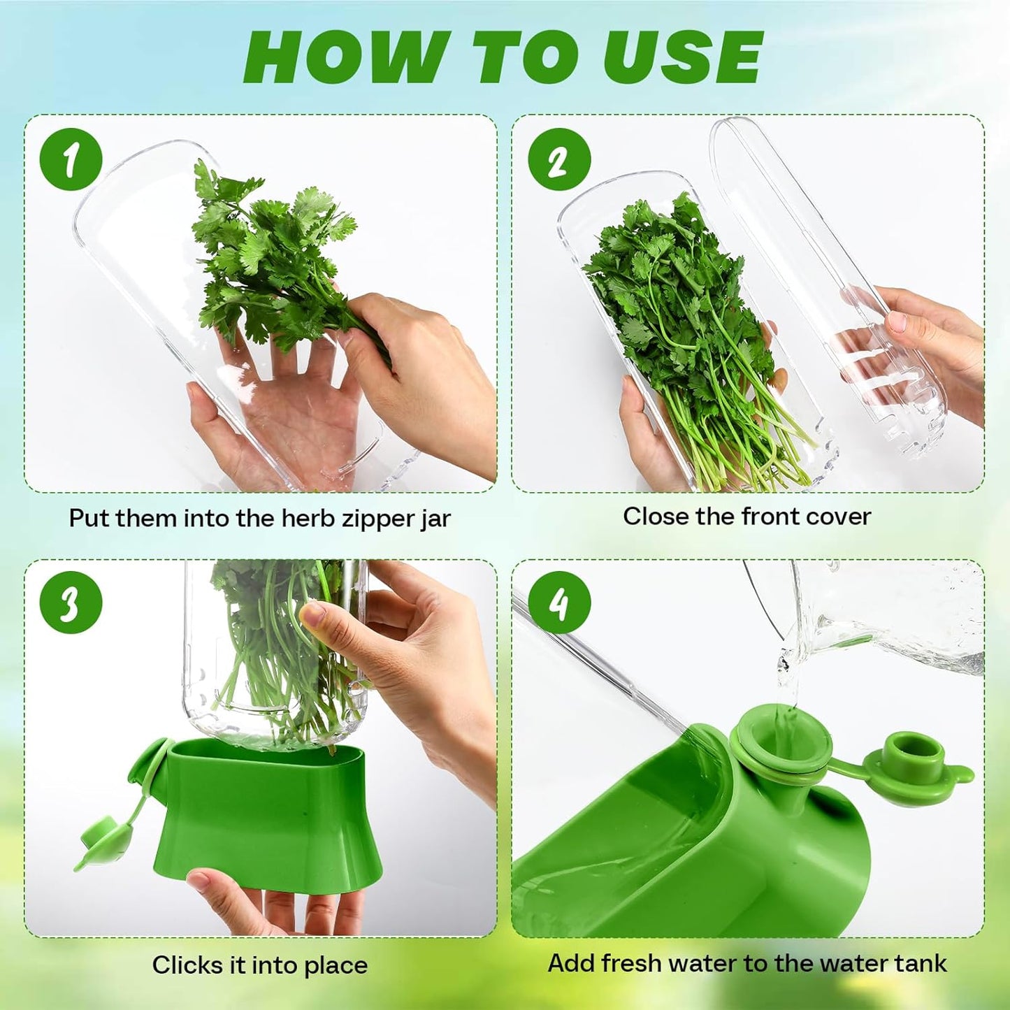 Baderke 2 Pieces Herb Saver for Refrigerator Herb Keeper Herb Storage Containers Herb Saver Pod for Cilantro, Parsley, Asparagus, Keeps Vegetables for 2-3 Weeks (Green)