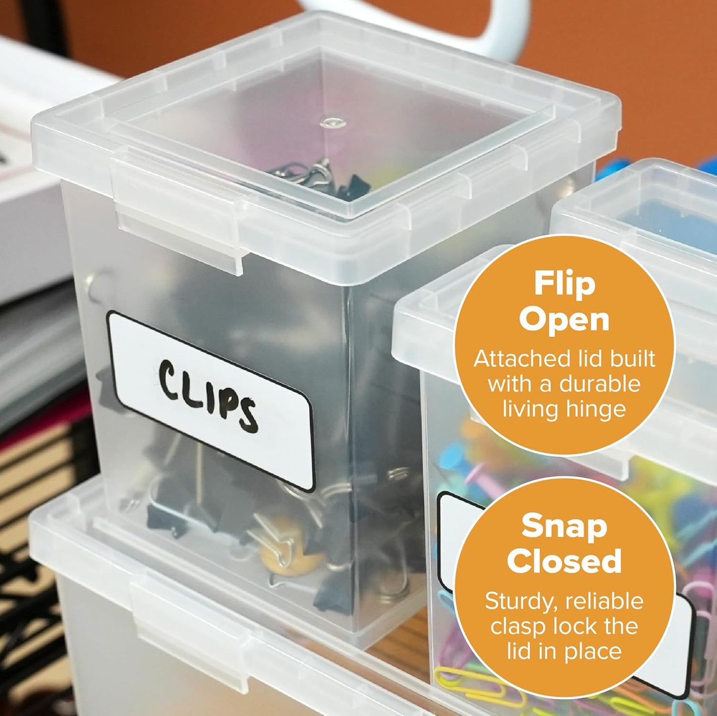 Bostitch Konnect Storage Containers with Lids, Organizer, Clear Plastic Box, Stackable Nesting Bins, Medium, 2 Pack