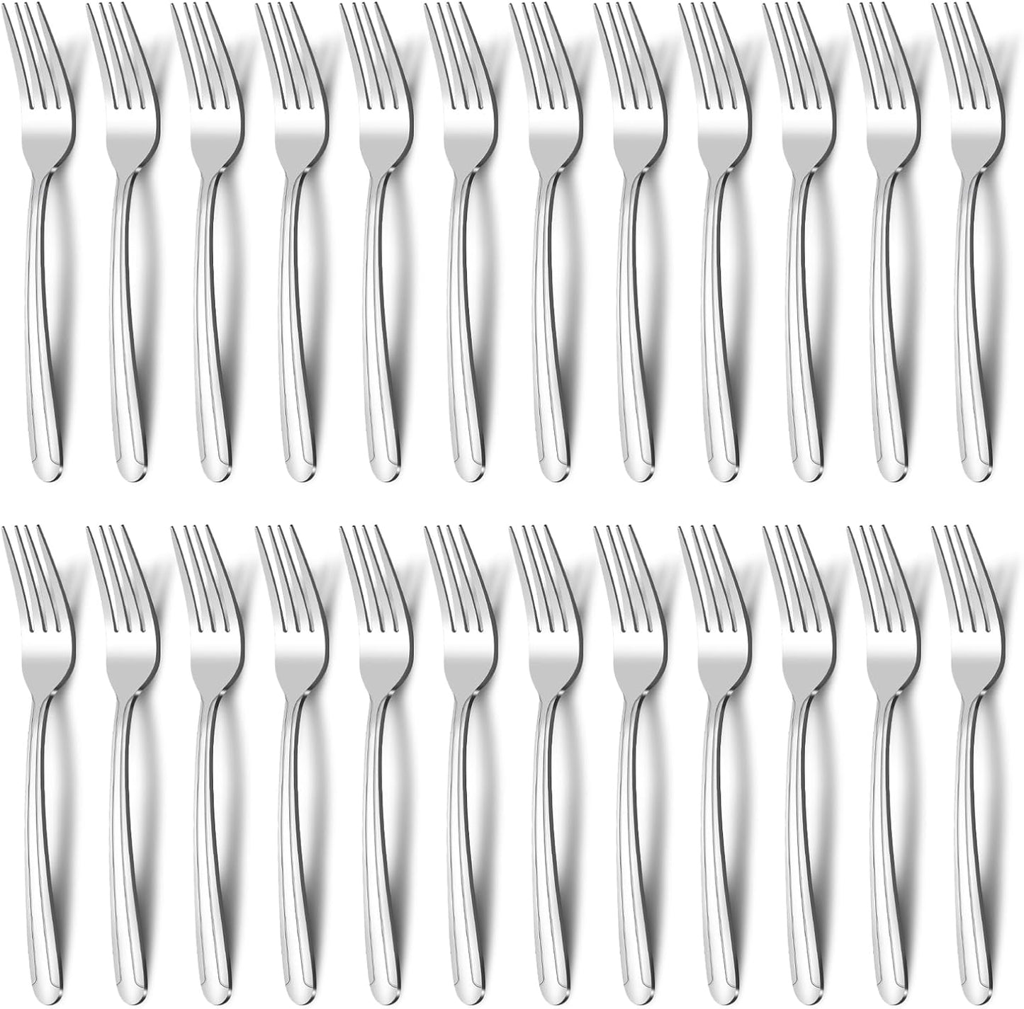 BEWOS 24-Piece Salad Forks, 7.1-Inch Forks Silverware Set, Stainless Steel Small Forks, Dessert Forks Bulk, Metal Forks, Salad Fork Set, Appetizer Forks, Silver Fork, Dishwasher Safe, Mirror Polished