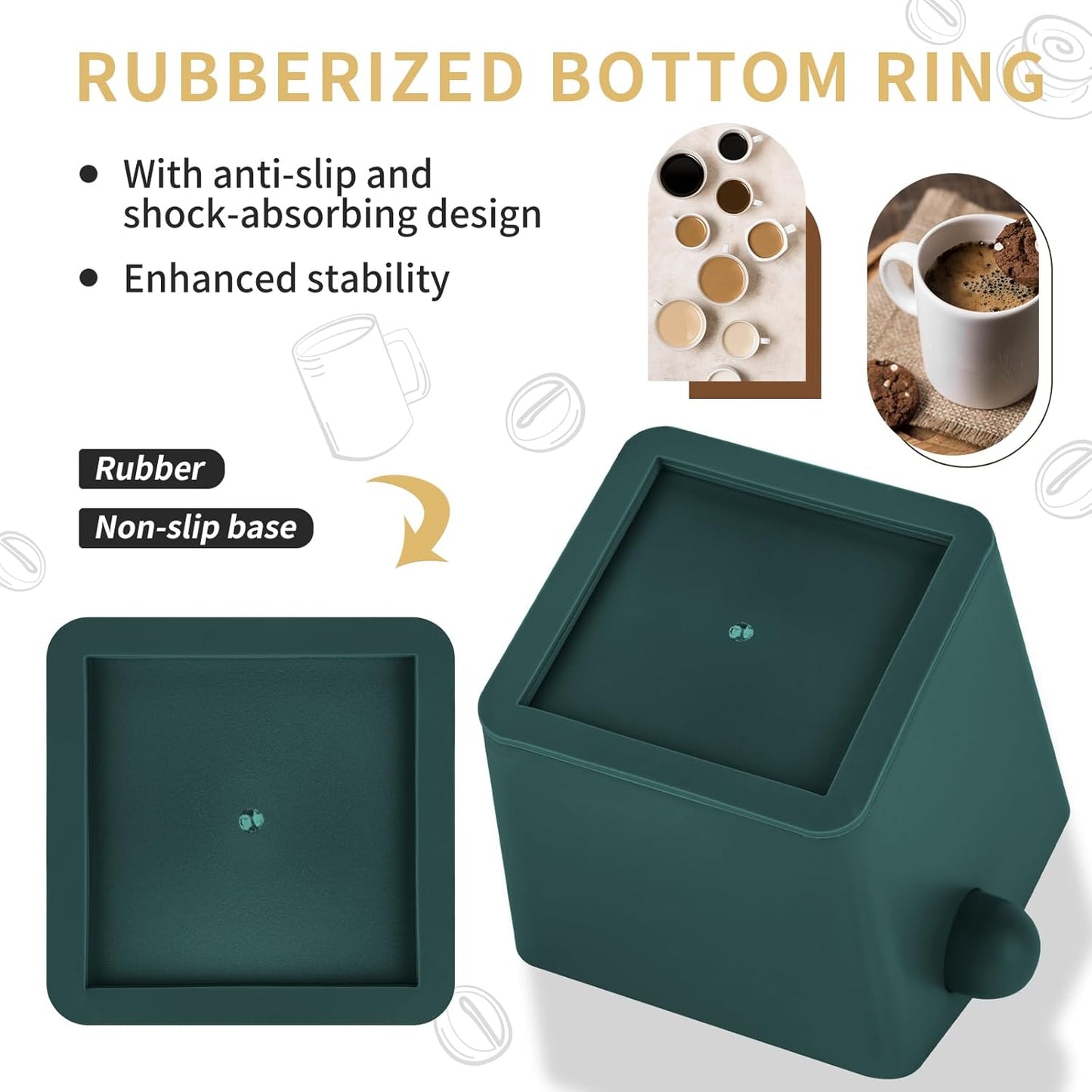 Espresso Knock Box Square High Side Wall Splash Prevention Design Knock Box Shock Absorbing Non Slip Knock Box Espresso With Removable Knock Bar Espresso Accessories for Home/Office