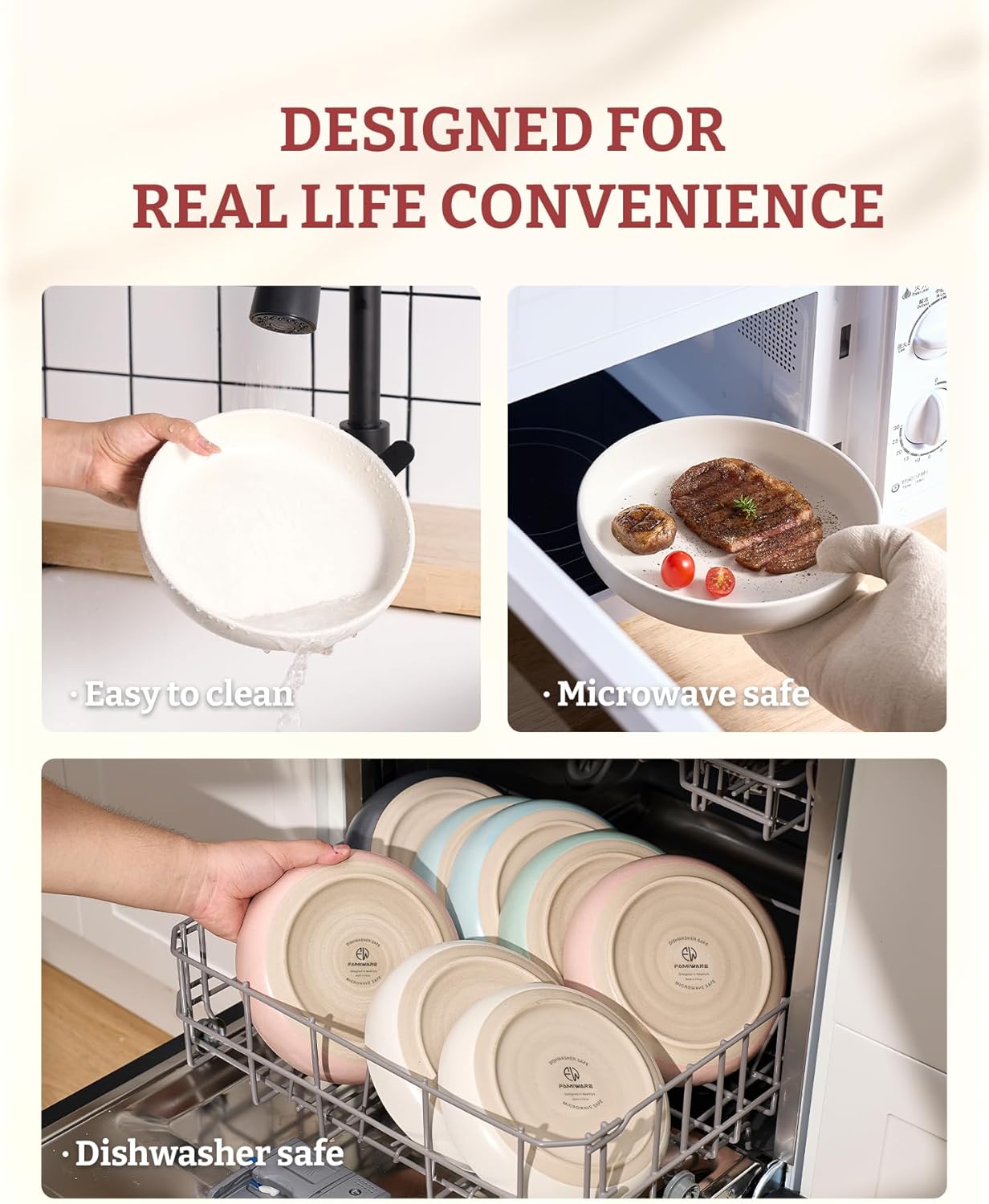 famiware Milkyway Pasta Bowls Set of 4, 8.5" Large Salad Bowls, Double Reactive Glaze, Sturdy & Stackable, Ideal for Housewarming, Festivals, Matte White