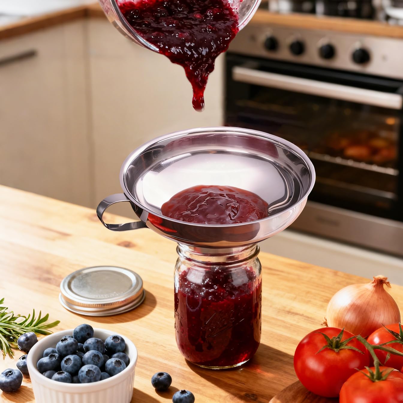 Canning Funnel with Strainer, Wide Mouth Funnels for Filling Wide and Regular Mason Jars, Food Grade Stainless Steel Canning Supplies for Kitchen Use, 3 Pack (Small and Large)