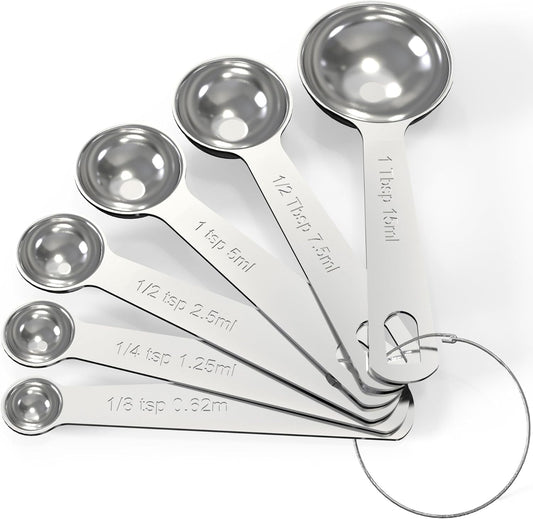 TILUCK Stainless Steel Measuring Spoons Set,Coffee Scoop Spoon,Kitchen Gadgets for Cooking & Baking,Set of 6