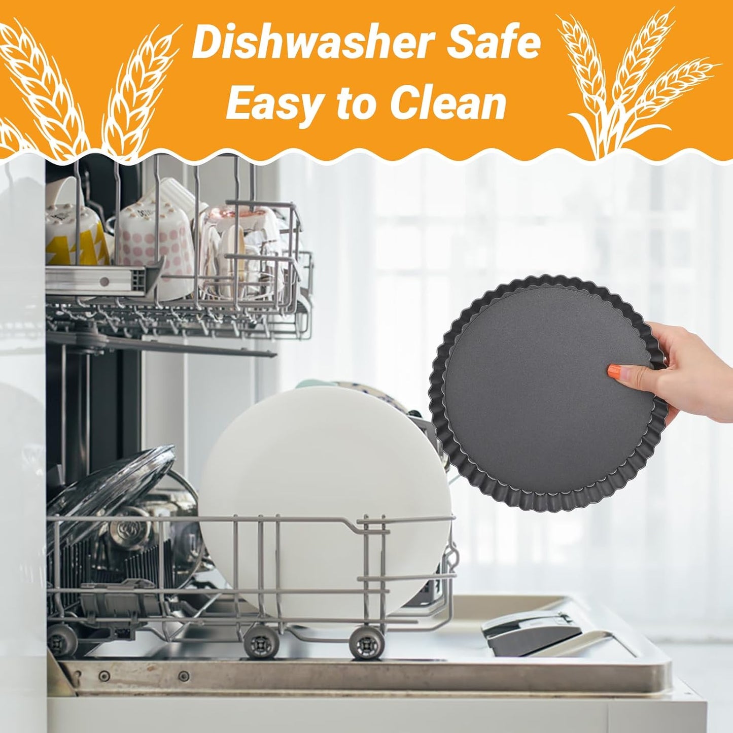 Beasea Tart Pan 8 Inch, 4pcs Mini Small Tart Pans with Removable Bottom Nonstick Carbon Steel Quiche Pie Pans for Oven Baking