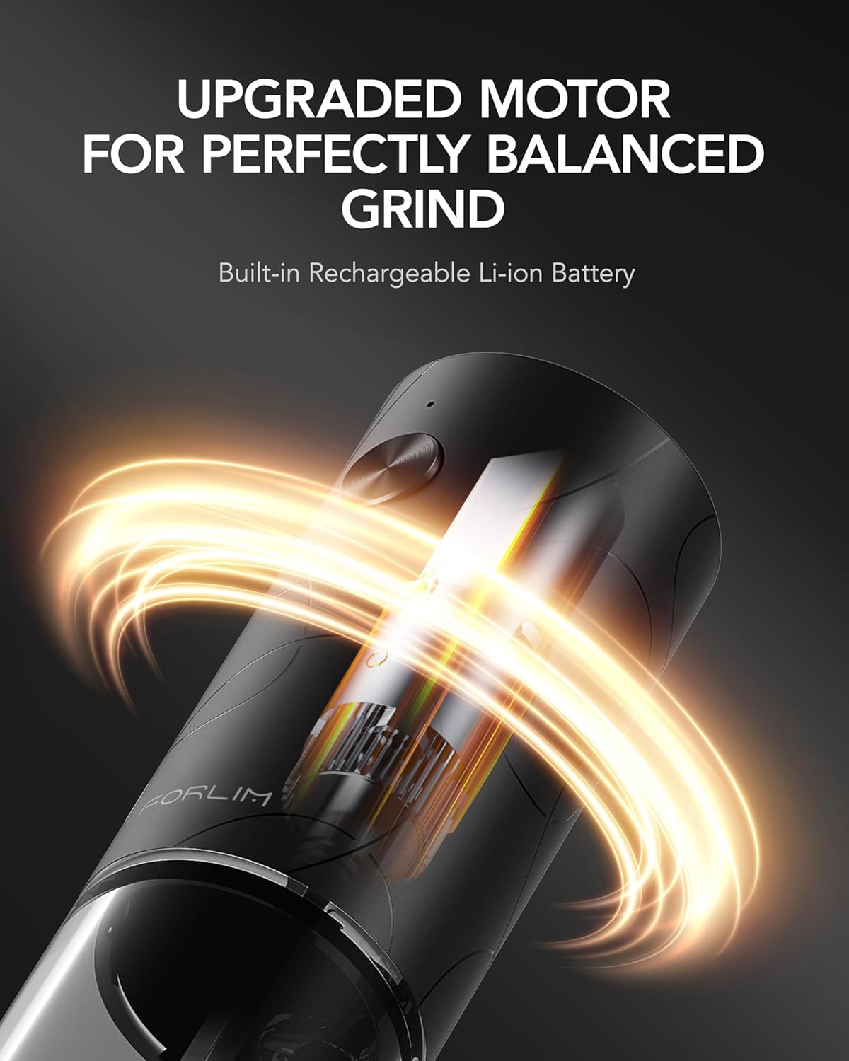 FORLIM Electric Salt and Pepper Grinder Set, USB Rechargeable, Automatic Salt Pepper Mill Grinder with Dust Cover, One-Button Control, Adjustable Coarseness, Warm LED Light (2 Packs, Black)