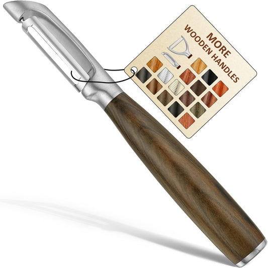 Premium I Type 304 Stainless Steel Multifunctional Kitchen Peeler Real Wood Handle Ultra Sharp Blade Vegetable Potato Apple（Agarwood）