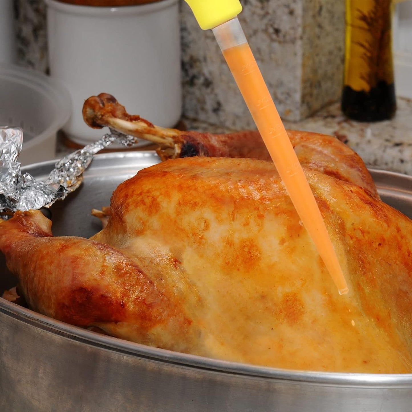 Boao 7 Pcs Heat-resistant Turkey Baster Cooking Set Includes 4pcs Large Turkey Basters for Cooking, 1 Silicone Basting Brush and 2 Cleaning Brush for BBQ Grill Butter Drippings, Glazes, Roasting Juice