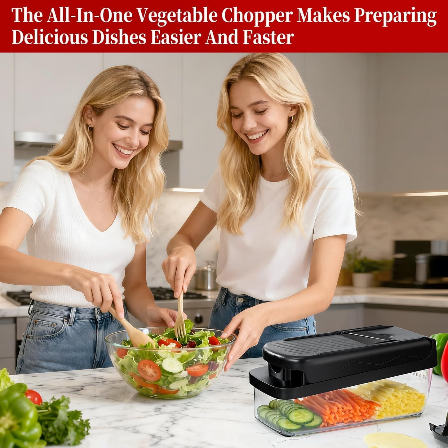 Multifunctional Vegetable Chopper Mandoline Slicer Dicer Veggie Chopper Onion Mincer Vegetable and Salad Cutter, Essential Kitchen Mandoline Tools with Container