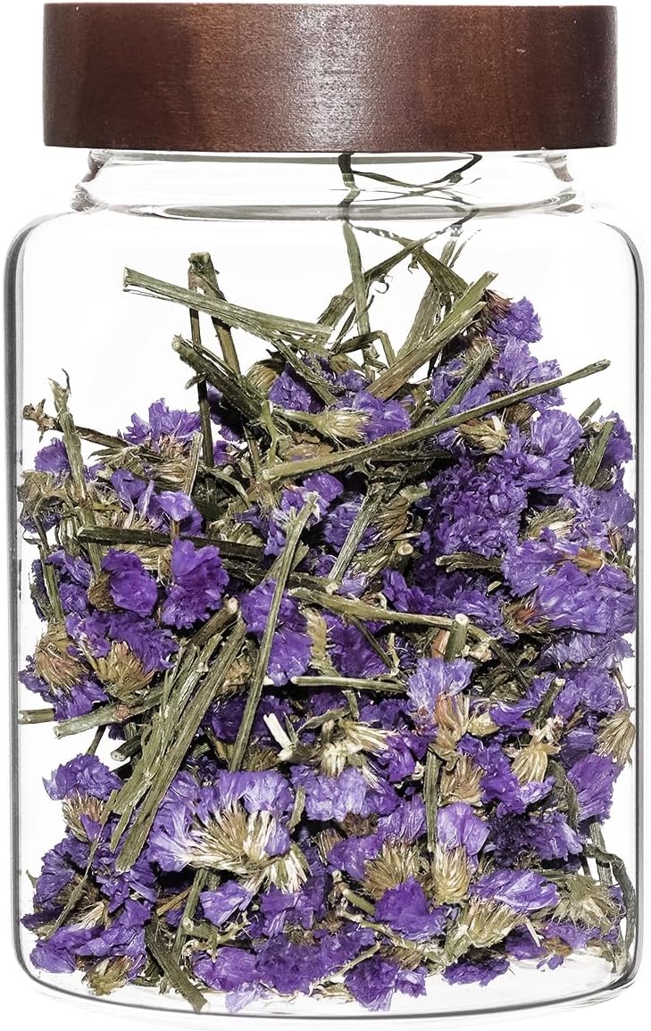 Glass Coffee Jars Spice Jar Round Storage Canister with Wooden Lid Clear Glass Food Jar for Pantry Sugar Tea Coffee Bean Spice Nuts Cookies Bath Salts (1200ml/40oz-1pack-A)