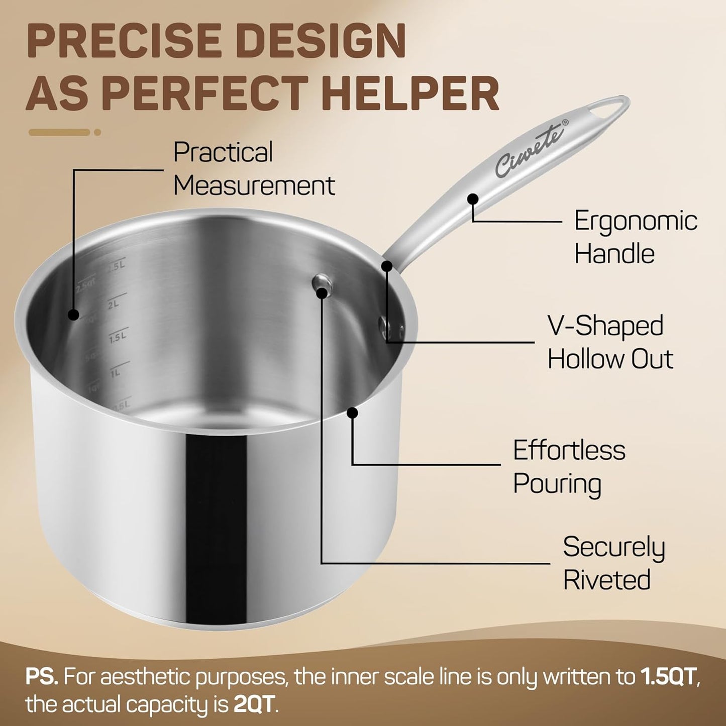 3 Qt Stainless Steel Saucepan with Glass Strainer Lid, 3 Quart Pot Stainless Steel Sauce Pan with Pour Spout, Mirror Polishing, Compatible with All Cooktops Dishwasher Safe Oven Safe