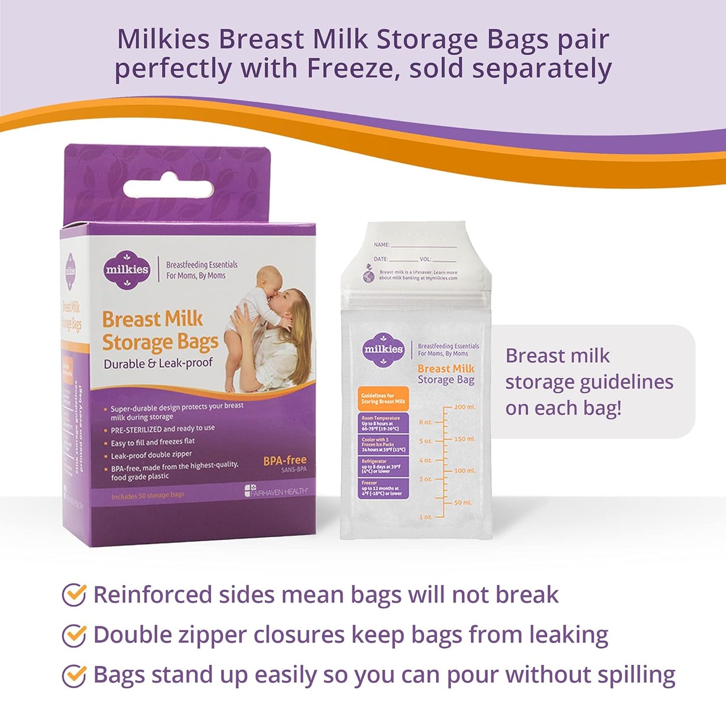 Fairhaven Health Milkies Freeze Organizer for Breast Milk Storage Bags Freezer | Breastmilk Storage Container Storing System for Freezing Breastmilk | Use with Standard Milk Bags