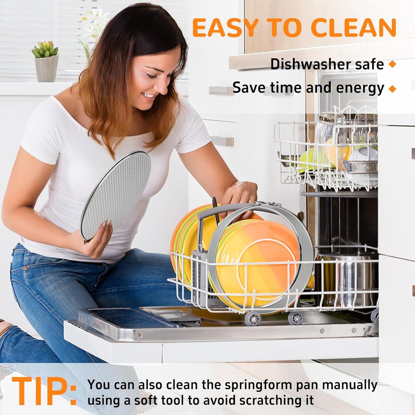 9 Inch 304 Stainless Steel Springform Pan with Removable Bottom, Nonstick Round Spring Form Cheesecake Pan with 30 Pcs Parchment Paper Liners