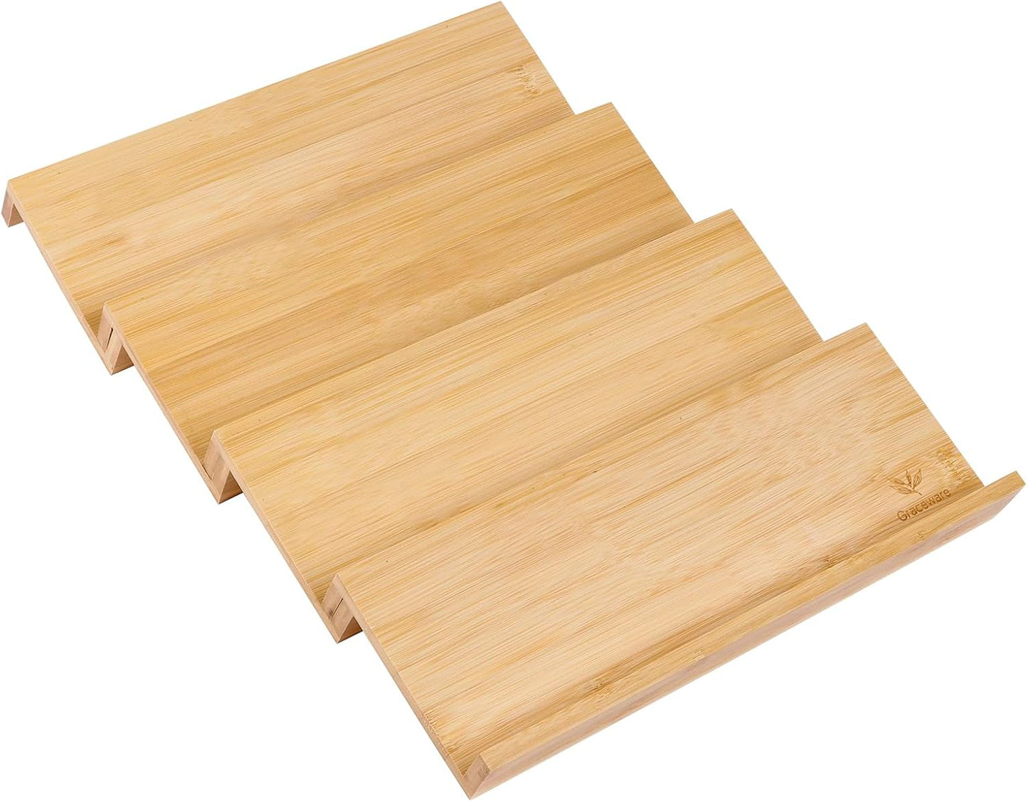 Bamboo Spice Drawer Organizer, 4 Tier Stackable Spice Rack for Cabinet, Seasoning Storage Organization，13'' Wide