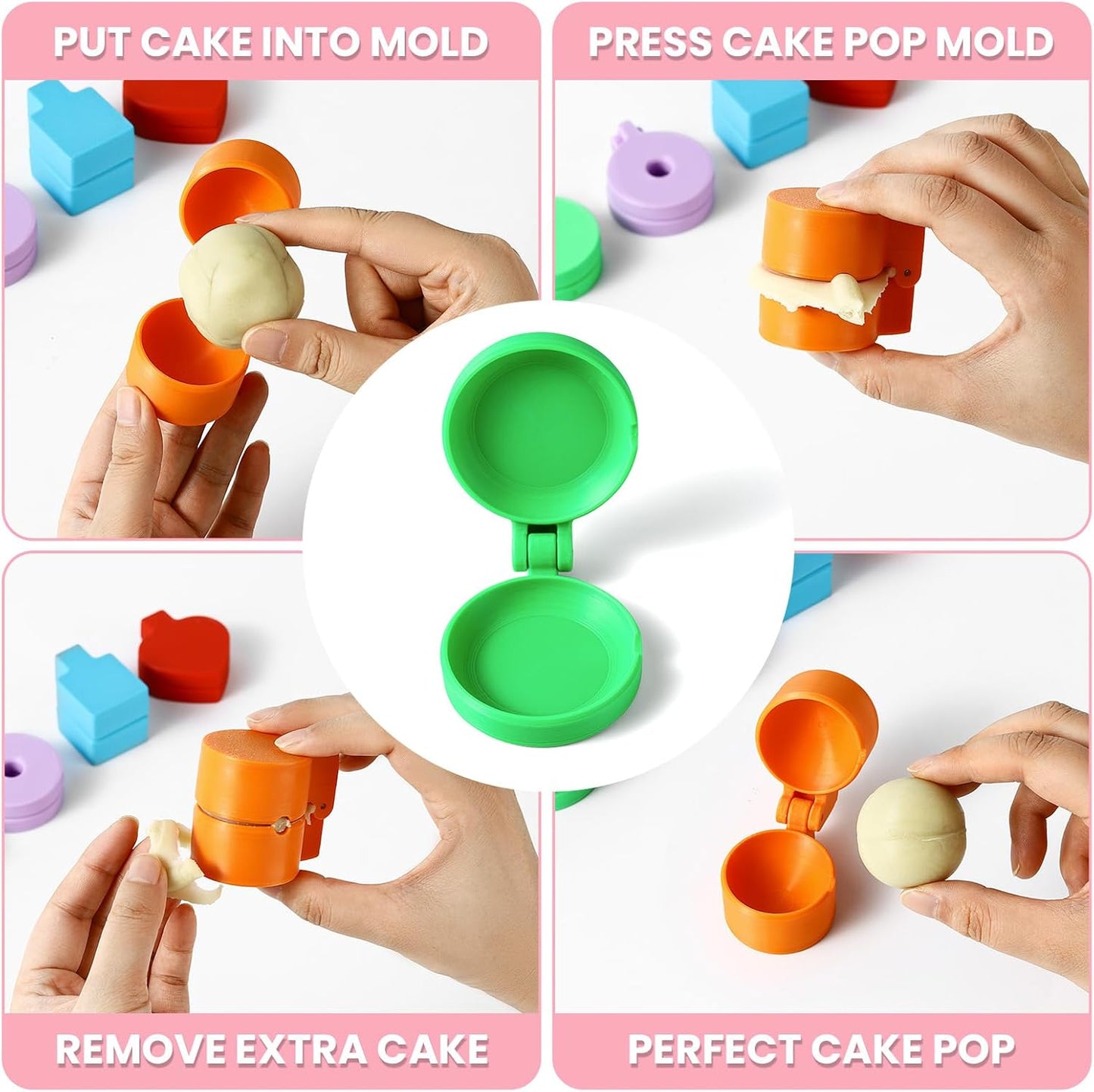 2 PCS Disc Cake Pop Mold Shapes Press Set, 3D Printed Cake Pop Cutter and Pusher, Baking Tools Accessories for Home Baking, Birthday Parties, Wedding Desserts