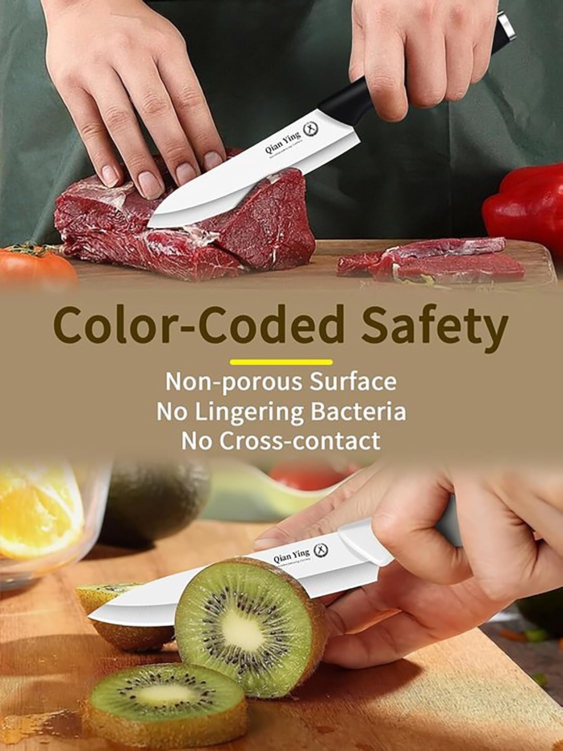 Ceramic Knife Set for Kitchen with Sheath: 100% Zirconia Pure Ceramic Sharp Blade Fruit Cutting Knives 2Pcs with Cover Rustproof Clean Cut Edge White and Black, No Scratches on Titanium Cutting Boards