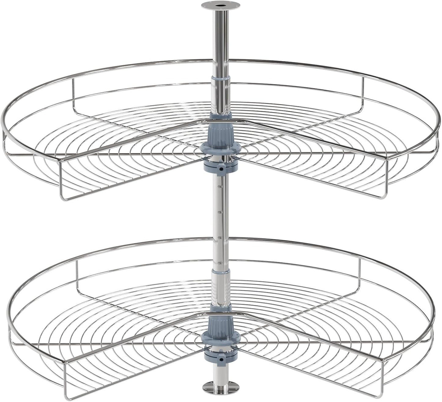 Dowell 32" Kidney Lazy Susan, 2 Shelves, Kitchen Base Corner Cabinet Organizer (Chrome 4001 270 32)