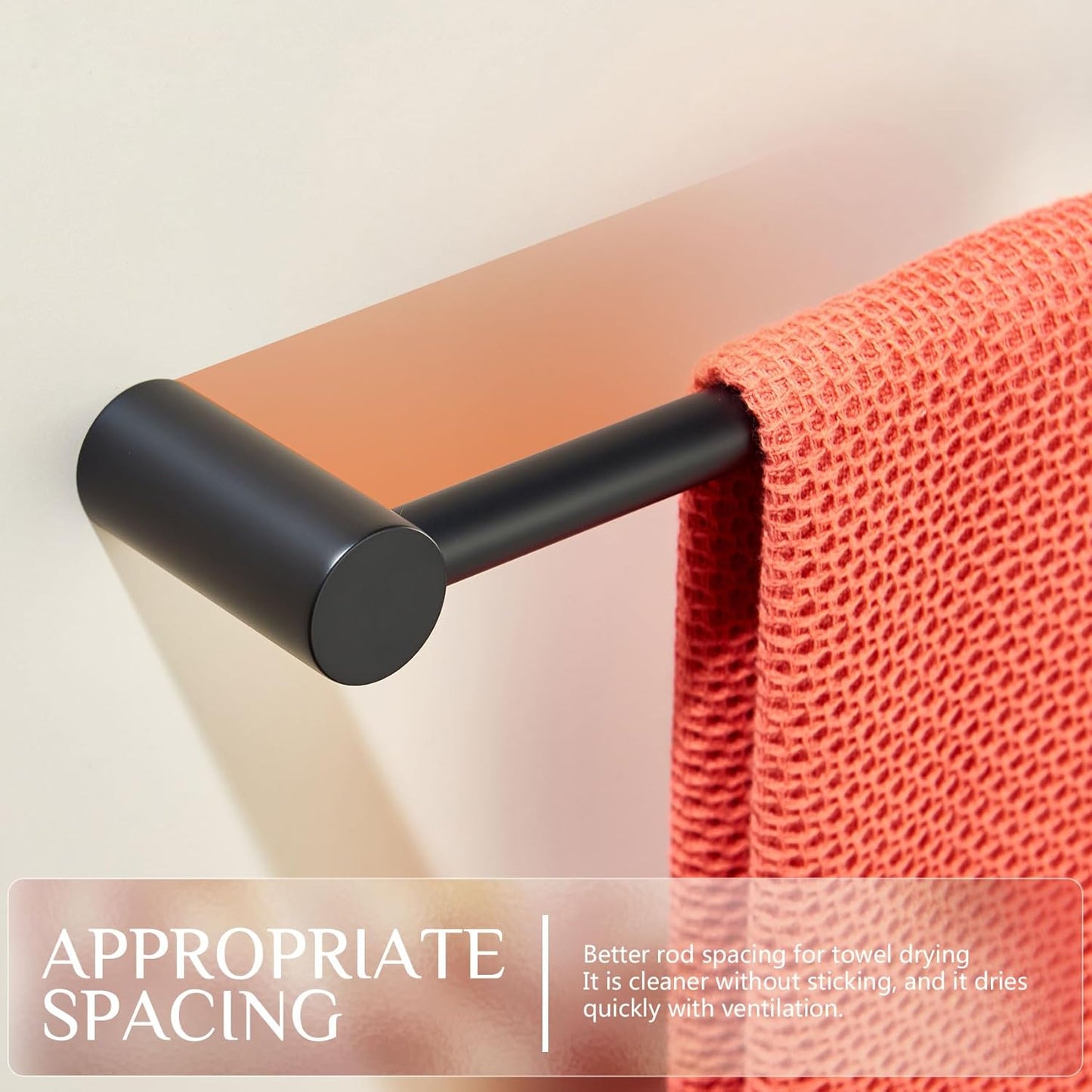 KOKOSIRI Towel Rack Black Bathroom Wall Mounted Towel Holder 20-Inch Bath Towel Bar Hanger Bathroom Hardware Accessories Stainless Steel, B4007BK-L20