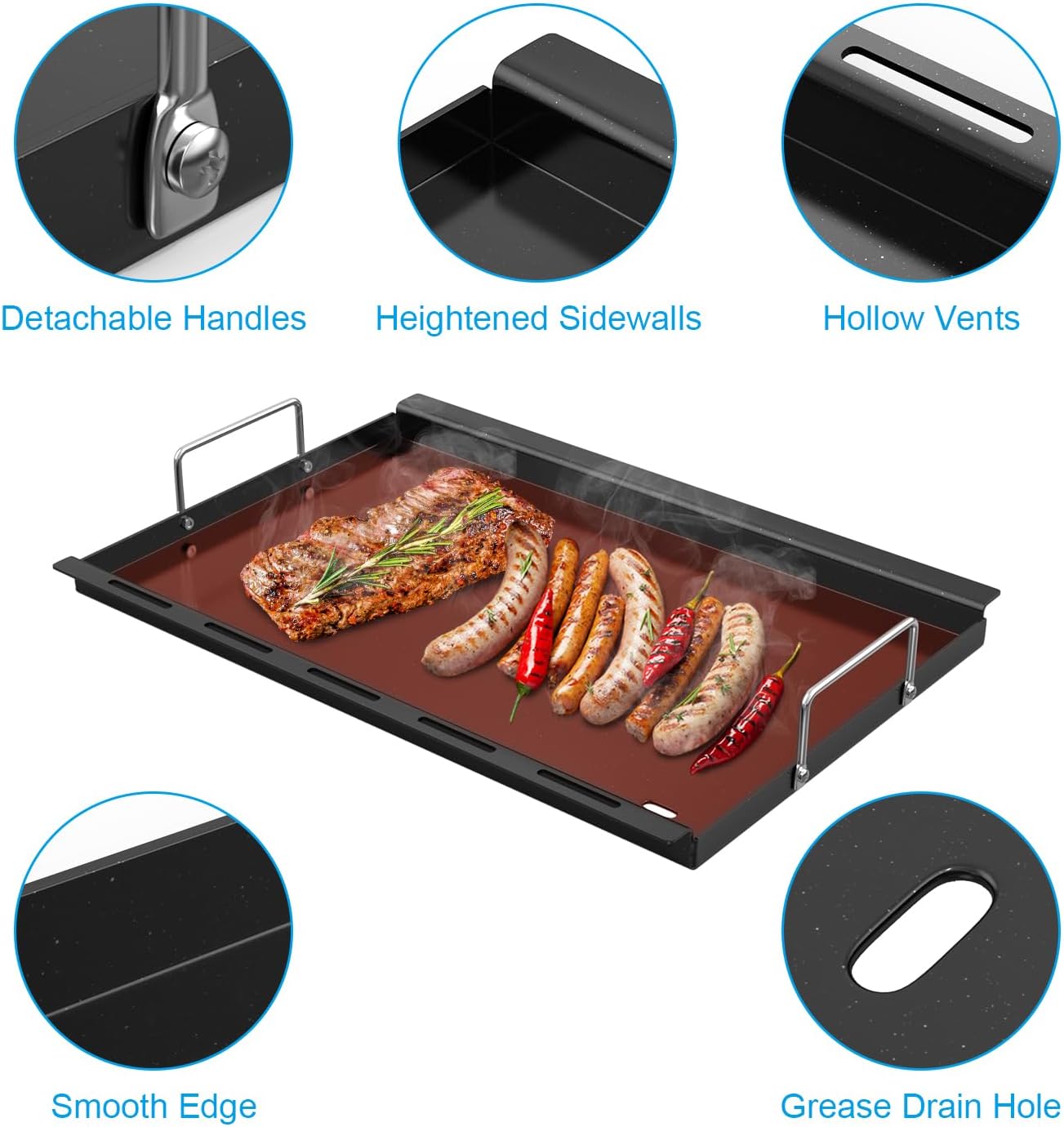 Griddle Inserts Replacement Parts for Charbroil Performance TRU-Infrared 450 3-Burner 463370719 463371719 463371116, Flat Top Griddle Plate for Charbroil Performance 4 Burner Grill Parts