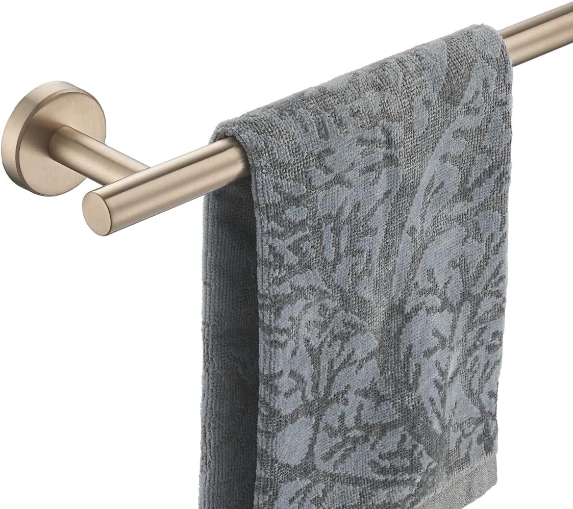 JQK Champagne Bronze Towel Bar, 15 Inch 304 Stainless Steel Thicken 0.8mm Towel Rack Bathroom, Towel Holder Wall Mount, Useable Length 12 Inch, TB110L12-CB