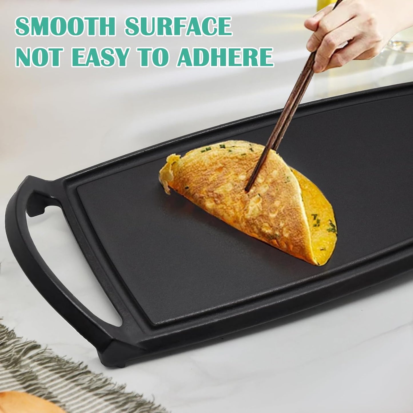 Hiorucet WB31K10217 Cast Iron Griddle Cooktop, Non-stick Griddle Plate Replacement Parts for GE Gas Stove Griddle Range Griddle Cooktop, Heavy Duty Flat Top Pan for General Electric GE Center Parts.