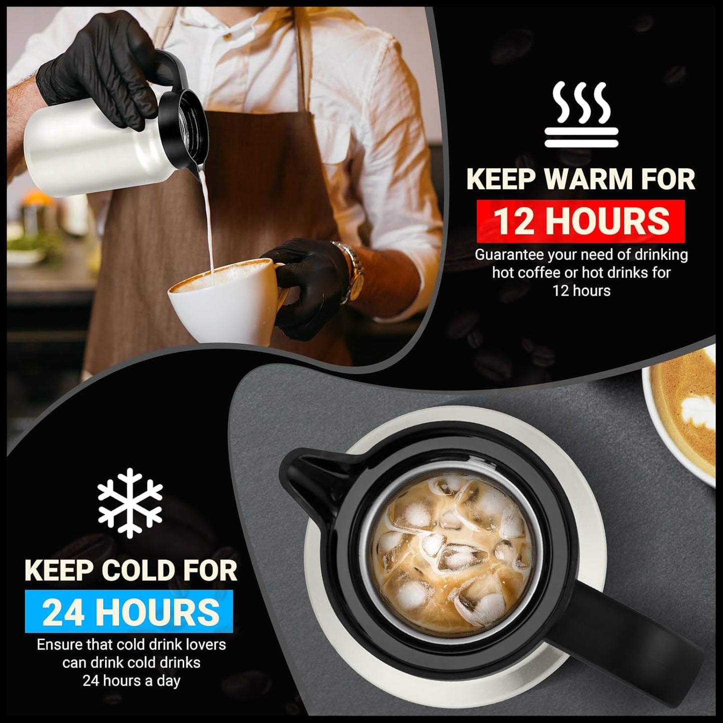 51Oz Thermal Coffee Carafes For Keeping Hot/Cold, Stainless Steel Coffee Carafe, Dustproof Insulated Water Carafe for Party/Home, Cream