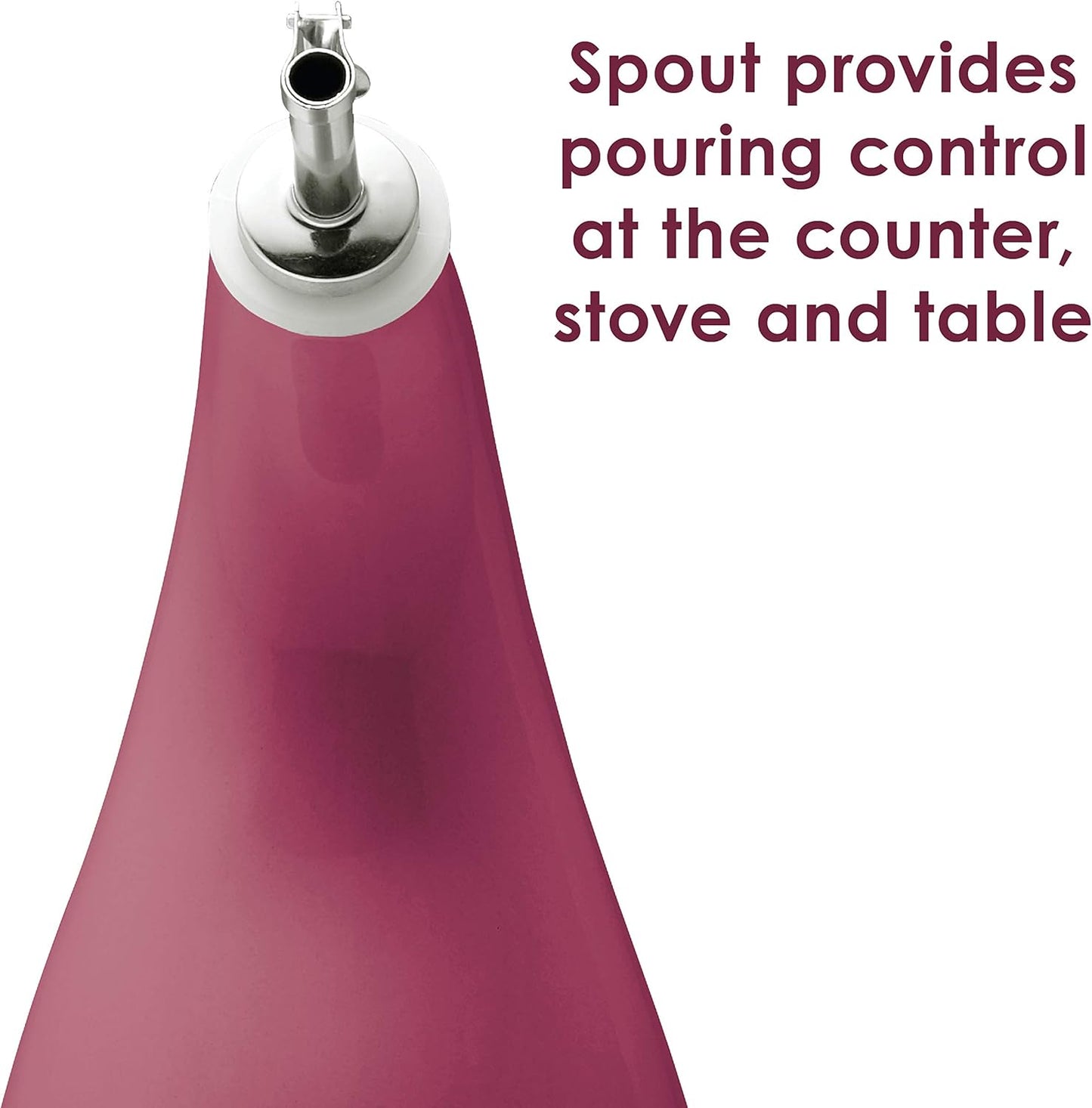 Rachael Ray Solid Glaze Ceramics EVOO Olive Oil Bottle Dispenser with Spout - 24 Ounce , Red