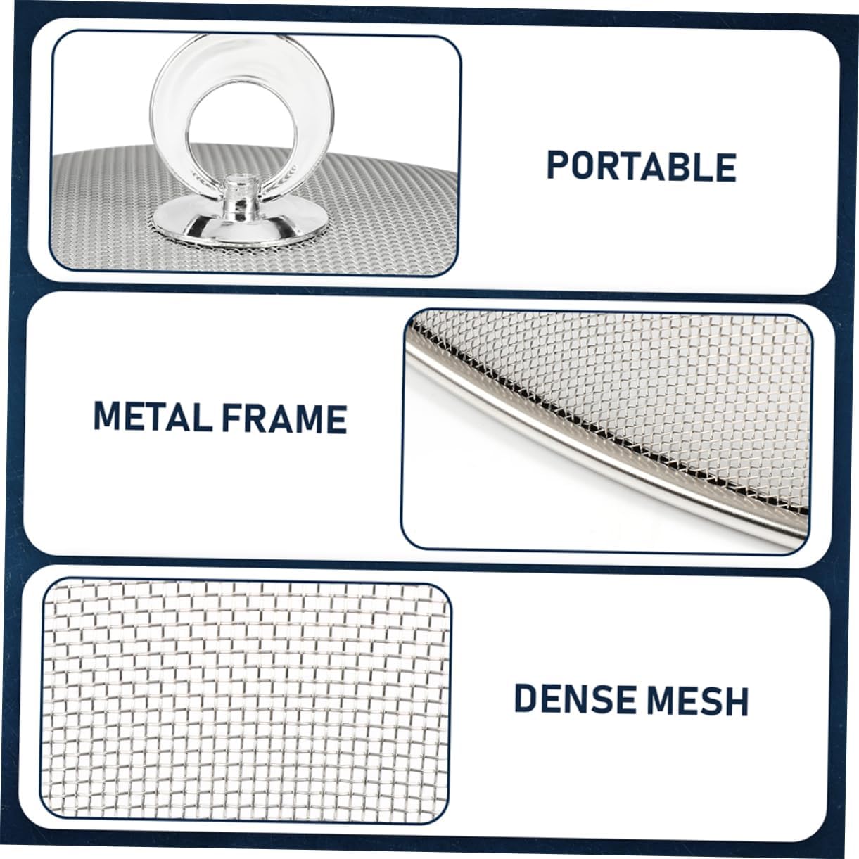 Hemoton Stainless Steel Mesh Dome Food Cover Protector, Round Mesh Screen Food Tent for Kitchen, Outdoor, Picnic, Reusable, Large, Black, 15.7-Inch (Silver L)