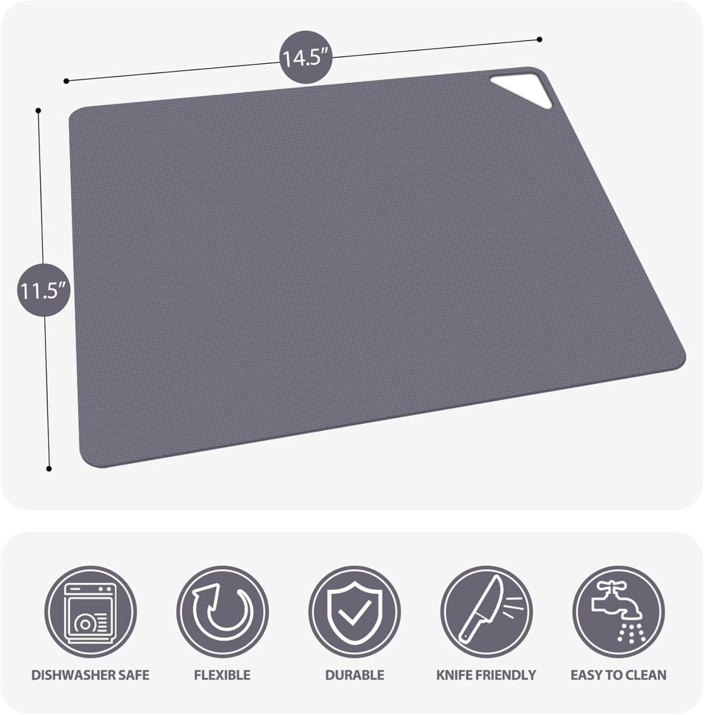 WK Flexible Plastic Cutting Boards for Kitchen, Cutting Board Mats Set of 3, Nonslip Cutting Board for Meat, Thin Cutting Sheets with Hole, Dishwasher Safe, BPA Free, 14.5x11.5"