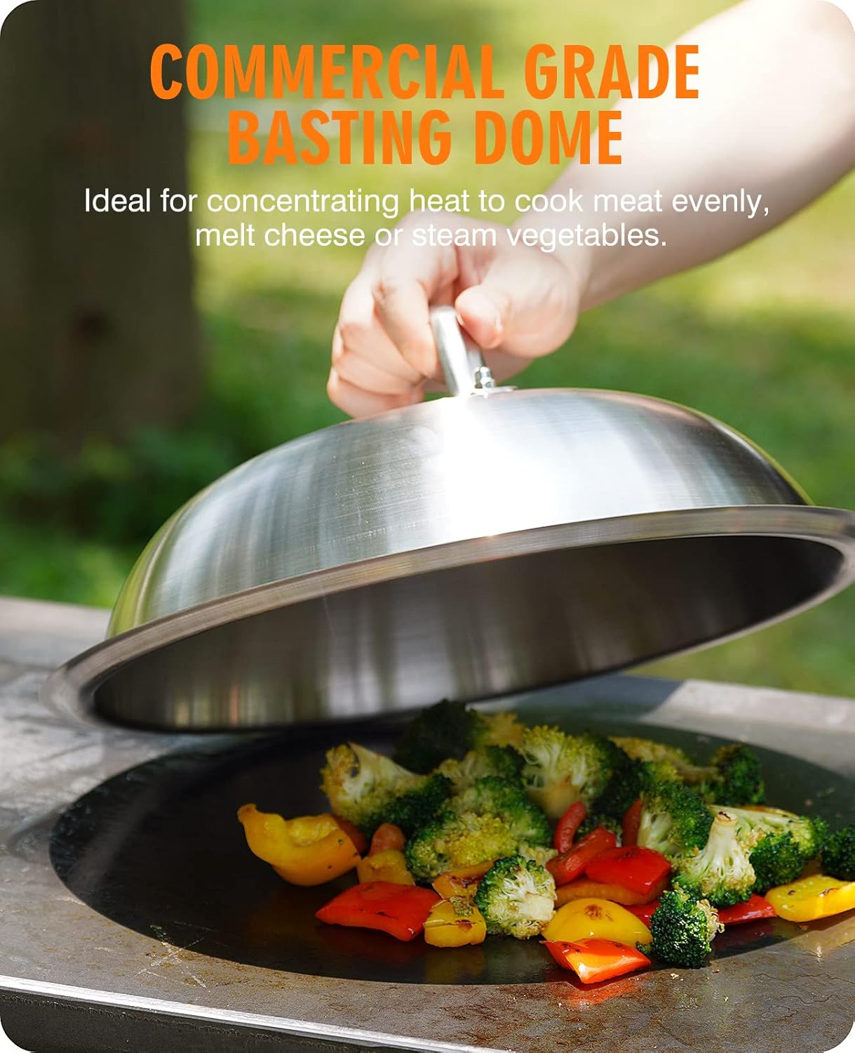 homenote Griddle Accessories for Blackstone, Commercial Grade 12 Inch Heavy Duty Melting Dome with Round Stainless Steel Smash Burger Press Perfect for Flat Top Hibachi Grill Outdoor Indoor