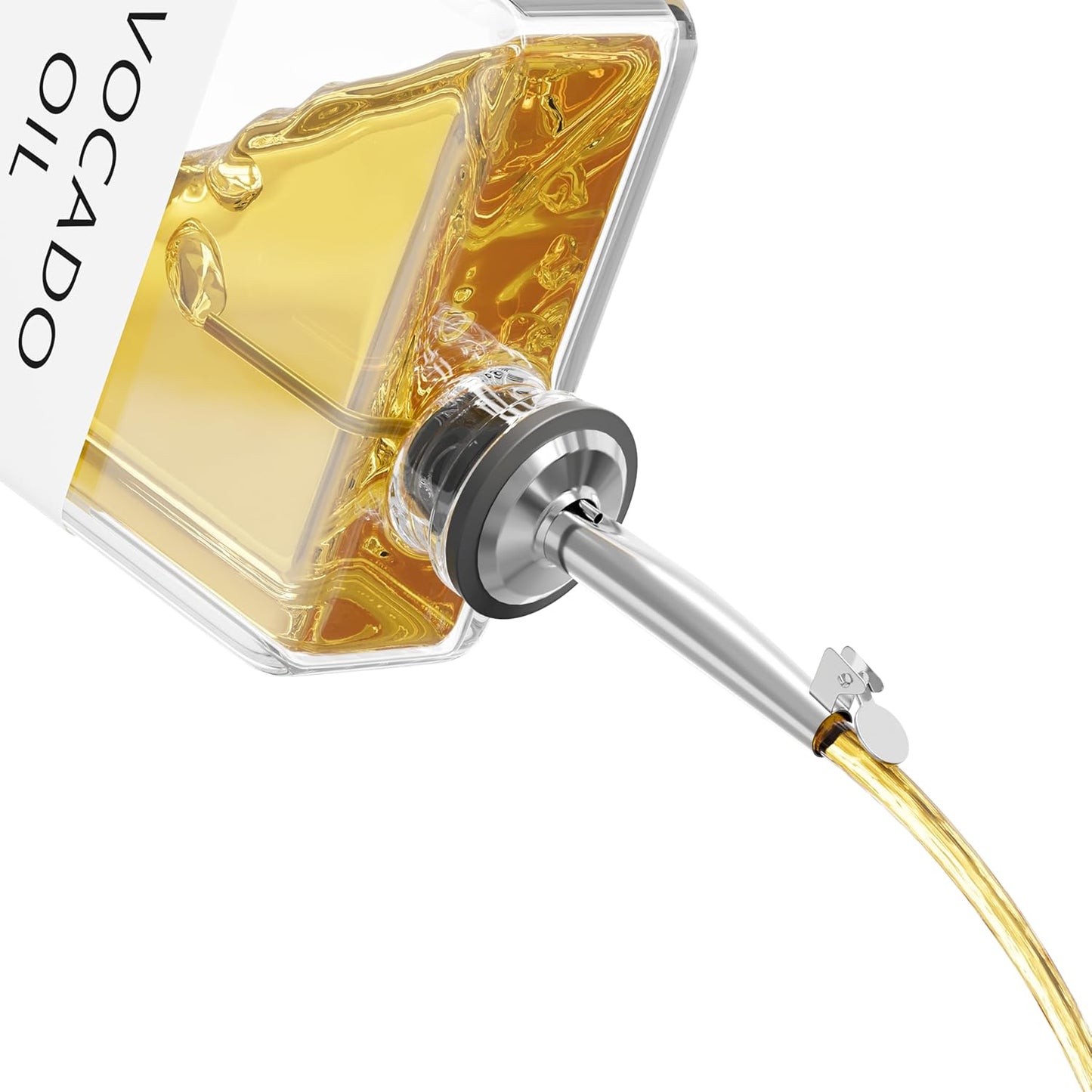 New England Stories Kitchen Cooking Oil Dispenser Set, Olive Oil and Vinegar Bottles, Soy Sauce Dispenser - 6 Pieces, Silver, Durable & Stylish Design