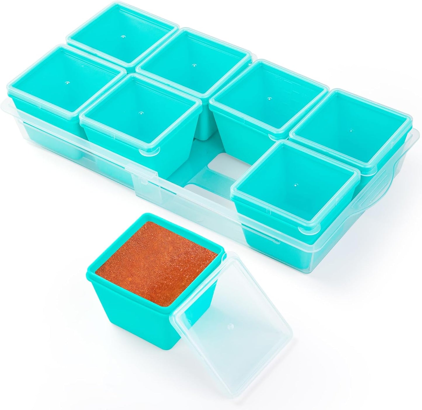 Gemice BPA-Free Silicone Freezer Molds with Base, Individual 8-Pack 1-Cup Portion Soup Cubes Freezer Tray with Lids for Food Storage, Oven & Dishwasher Safe, Silicone Freezer Containers for Meal Prep