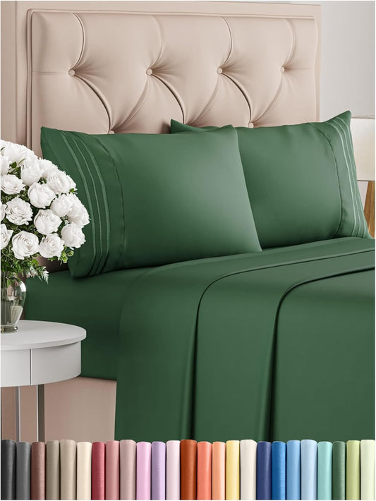 Full Size 4 Piece Sheet Set - Comfy Breathable & Cooling Bed Sheets Set - Hotel Luxury Bedding for Women, Men, Kids, Teens, Boys & Girls - Deep Pockets, Soft, Wrinkle Free - Oeko-Tex - Emerald Green