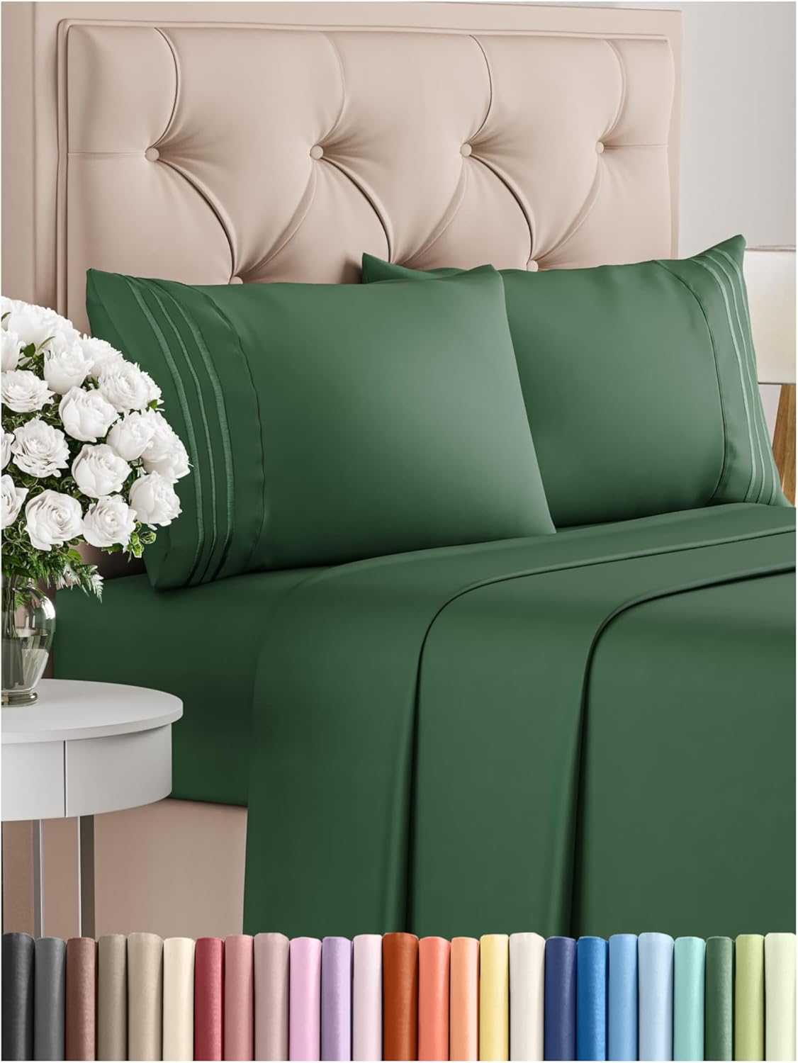 King Size 4 Piece Sheet Set - Comfy Breathable & Cooling Bed Sheets Set - Hotel Luxury Bedding for Women, Men, Kids & Teens - Deep Pockets, Easy-Fit, Soft and Wrinkle Free - Oeko-Tex - Emerald Green