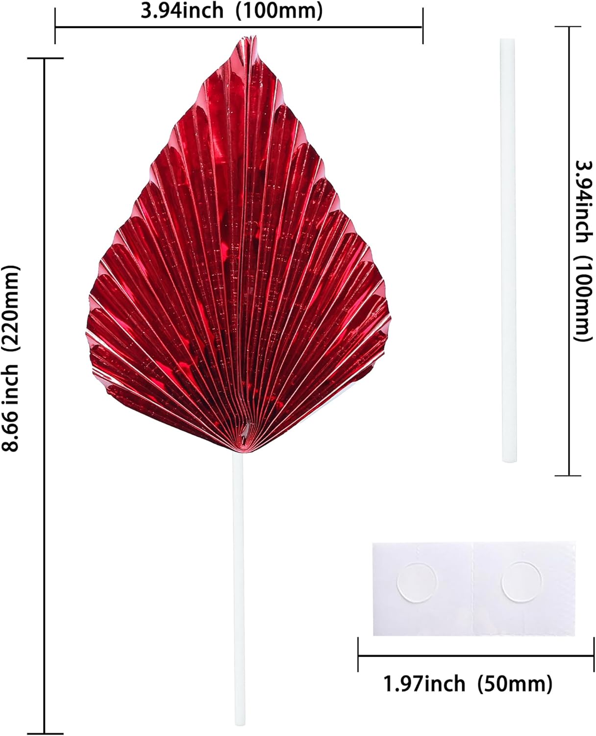 Gyufise 6Pcs Paper Palm Fan Cake Toppers Palm Spear Leaves Fan Cupcake Toppers Cake Insert Decorations Craft DIY Cake Bakeware Decoration for Birthday Party Wedding Party Decor Supplies Light Red