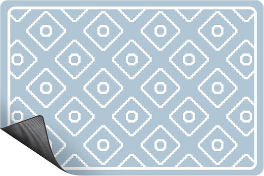 SUEH DESIGN Dish Drying Mat, Absorbent Coffee Mat 19.6 x 11.8 in Quick Dry Kitchen Drying Dish Drain Mat for Kitchen Counter Coffee Bar, Blue