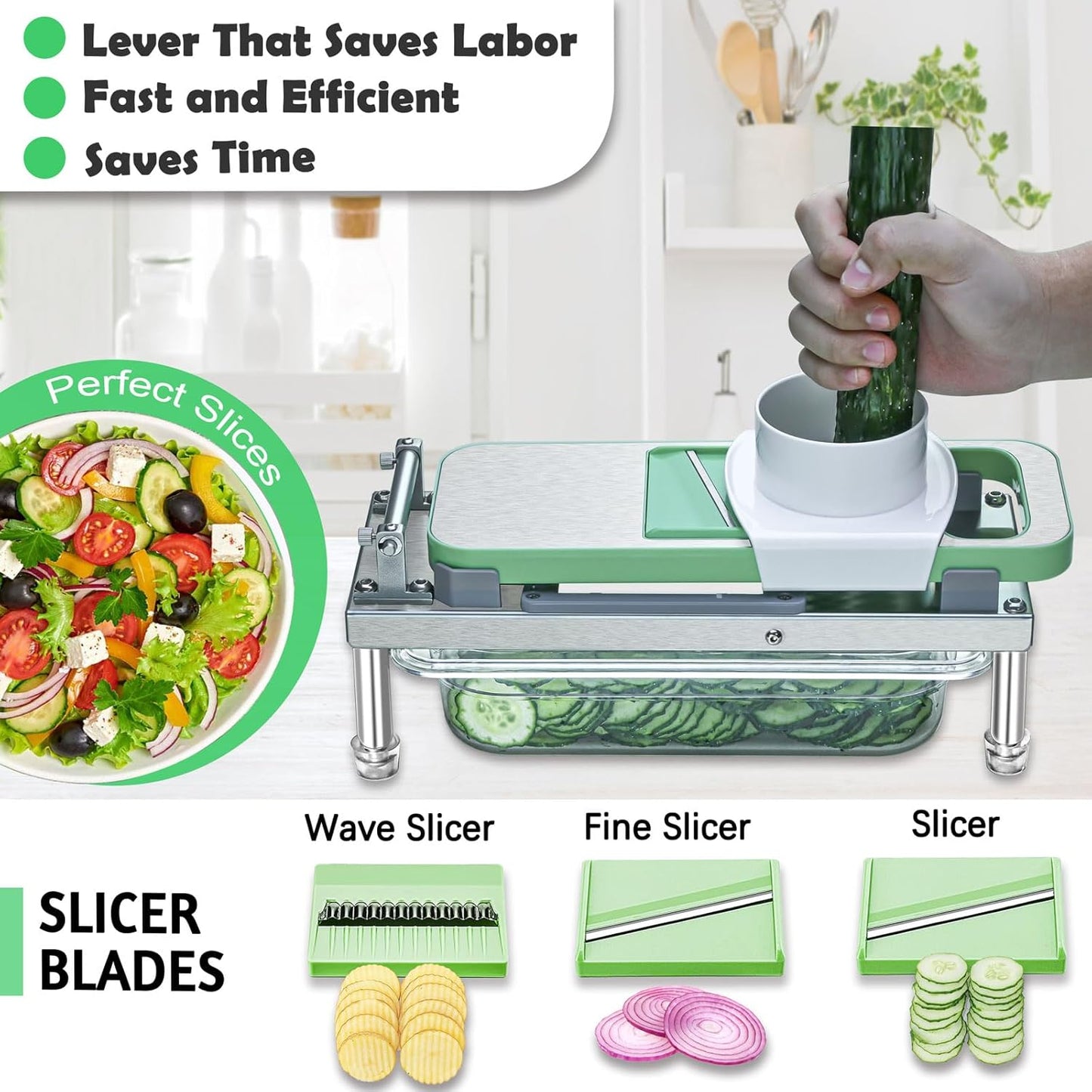Stainless steel Vegetable Chopper, Veggie Chopper With 8 Blades, Onion Dicer with Container, Food Cutter & Grater Mandoline Slicer