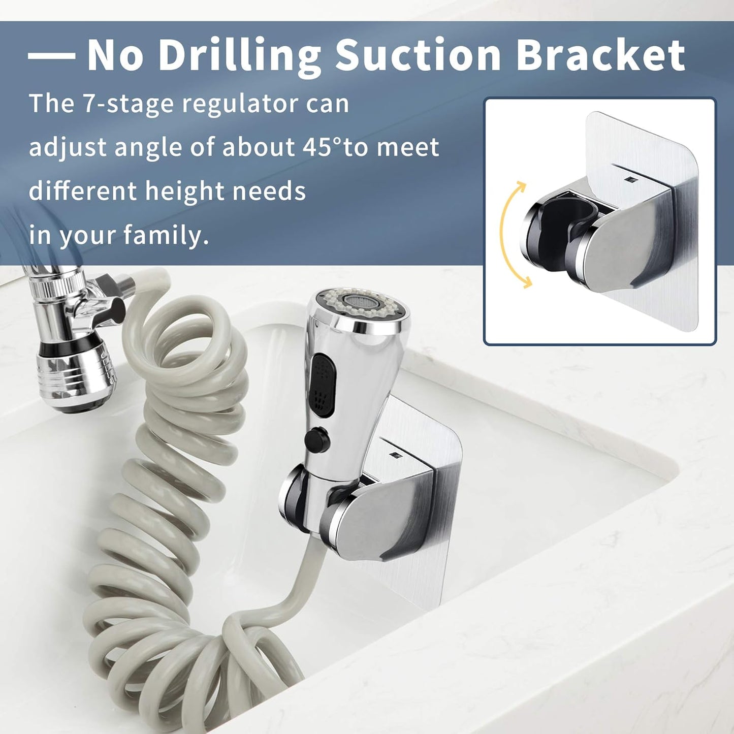 CECEFIN Kitchen Sink Sprayer Hose Attachment for Faucet, Kitchen Faucet Head Replacement w/ 79" Recoil Hose and Holder, Pressurized Water Saving Aerator & Diverter Valve, Faucet Sprayer Attachment Set