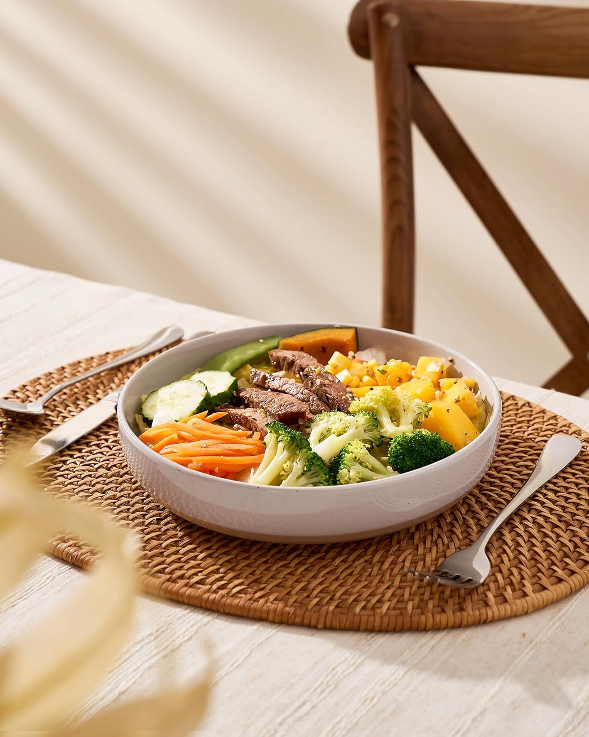 famiware Milkyway 33 oz Bowl Set, Pasta Bowls Set of 4, Salad Bowls Perfect for Your Friend for Housewarming, Thanksgiving, Christmas, Light Gray