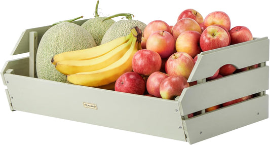 HABAU Wood Potato Onion Storage Bins - Wooden Stackable Produce Basket - Fruit Vegetable Storage for Kitchen Pantry Organization