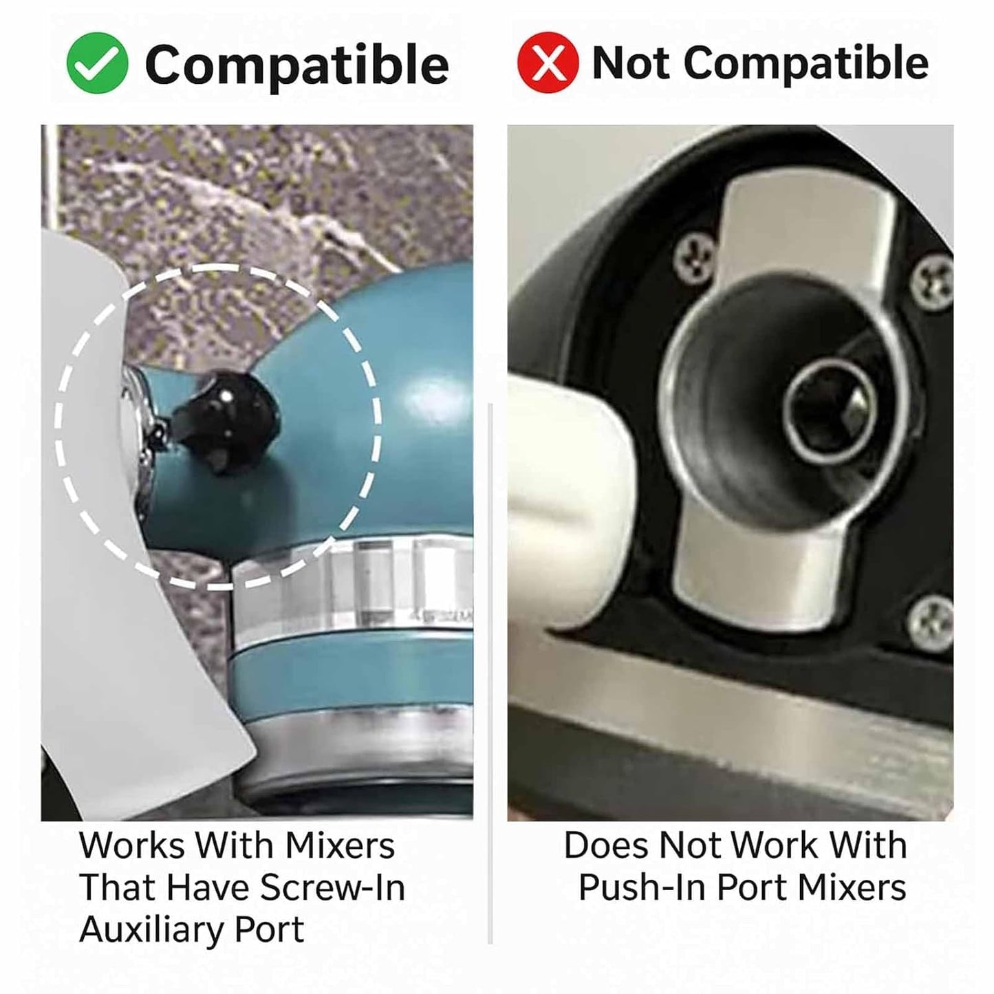 2 Pcs Flour Funnel for Kitchen Aid Mixer, for Kitchen Aid Artisan Ksm150 5-Quart Tilt-Head Stand Mixer, Plastic Powder Funnel with Easy-Pour, Prevents Spills and Messes