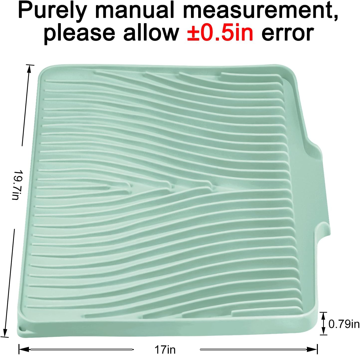 Silicone Dish Drying Mat, Stone Drying Mat for Kitchen Counter with Built-In Drain, Non-Slip Drain Pad with Built-in Drain, Heat Resistant Stone Drying Mat, 1Pcs 19.7" x 17", Mint