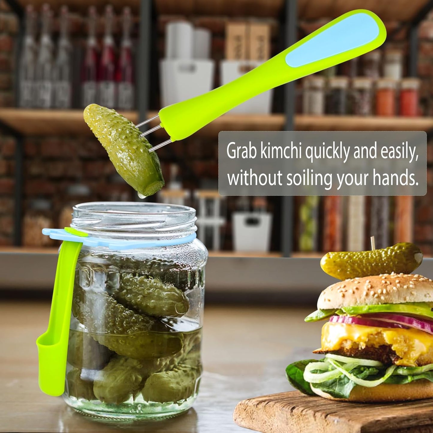 2 Pack Olive Spoon & Pickle Fork Grabber Tool, Picker for Jar, Kitchen Gadget