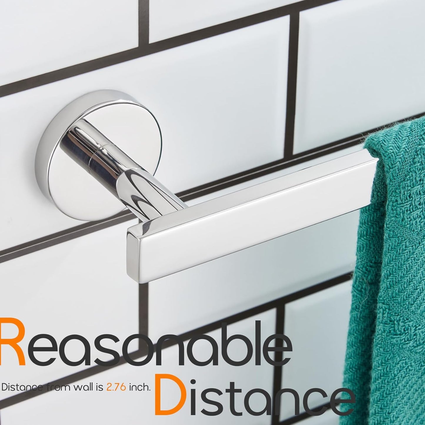 24 Inch Bathroom Towel Bar Bath Towel Rack Kitchen Towel Holder Towel Rails Wall Mounted SUS304 Stainless Steel 2 Pack Polished Chrome AN4001CH-L24-P2