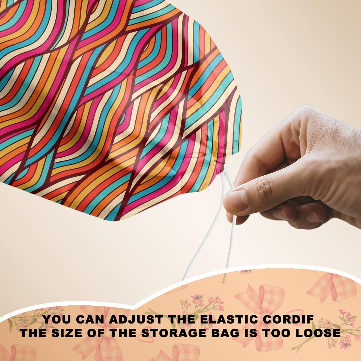 Abstract Wave Seamless Pattern Plastic Bag Holder, Wall Mount Grocery Bag Holder for Plastic Bags, Colorful Wavy Print Reusable Grocery Bags Storage Dispenser, Farmhouse Home Kitchen Decor