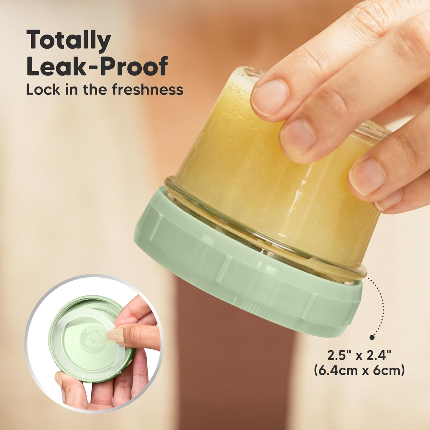 KeaBabies 12pk 4oz Glass Baby Food Containers with Lids - Leak-Proof, Microwavable Small Glass Jars, Baby Purees & Toddler Snack Storage Containers, BPA-Free, Dishwasher & Freezer Safe (Sage)