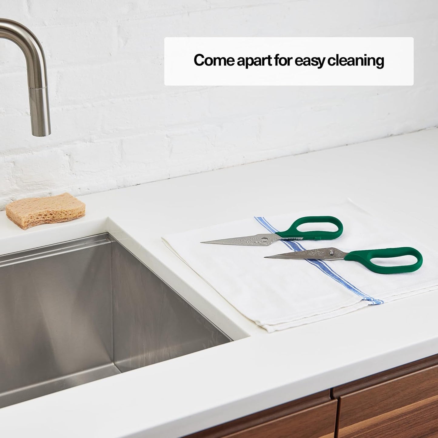 Misen Heavy Duty Kitchen Shears - Comfortable Ambidextrous Scissors for Meat, Poultry, Herbs & More - Easy to Clean - German Stainless Steel - Large | Green