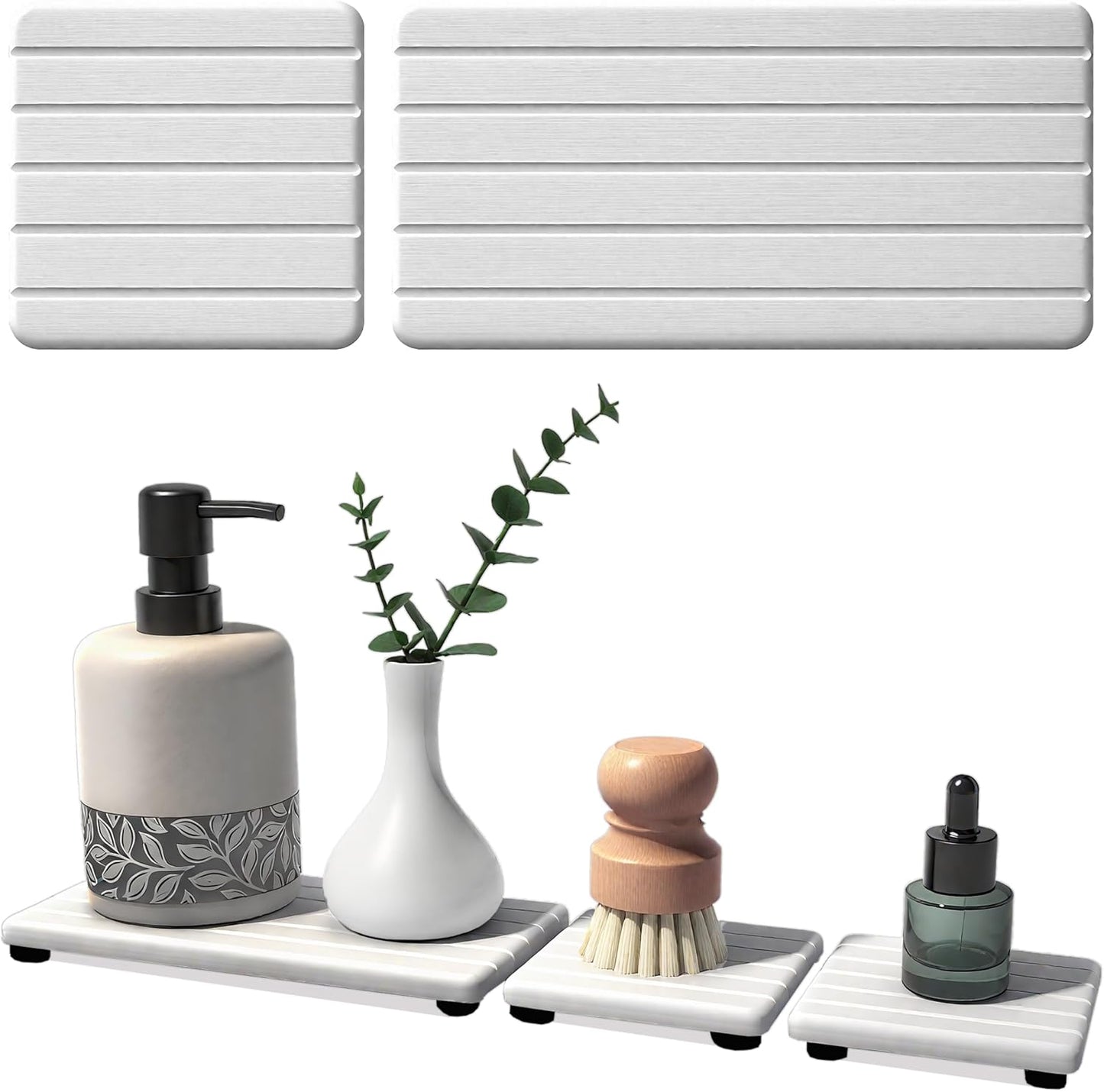 3PCS Stone Drying Tray, Stones Soap Trays, Water Absorbing Stone Tray for Sink, Fast Dry Diatomite Stones Mat, Used for Hand Soaps,Sponge,Toothbrush Holder in Bathroom Counter and Kitchen Sinks