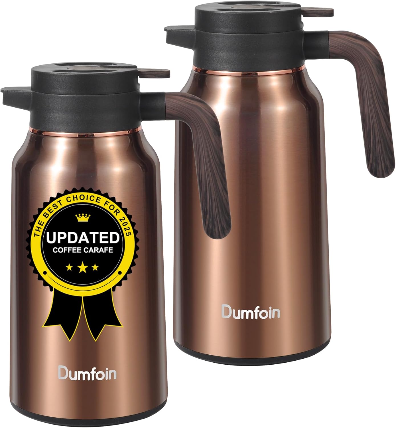 Carafes for Hot Liquids 70 oz - 12 Hour Stainless Steel Thermal Coffee Carafe-Insulated Coffee Carafes For Keeping Hot/Cold Coffee, Tea, Water, Drink Dispenser for Parties(2 gold)