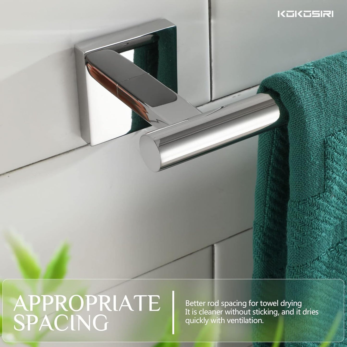 KOKOSIRI Bath Towel Bar Bathroom Towel Holder for Toilet Kitchen 24 Inch Necklace Holder Chrome Stainless Steel B4005CH-L24