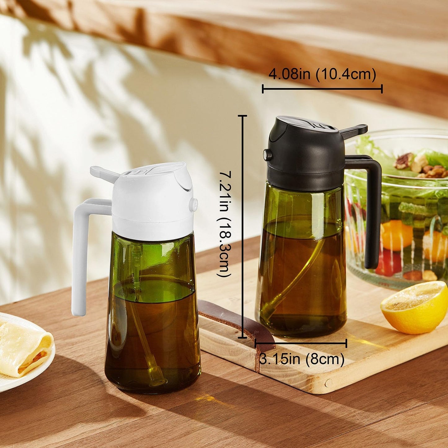 TrendPlain - Original 16oz/470ml Olive Oil Dispenser Bottle for Kitchen Gadgets and Air Fryer Accessories - Olive Oil Sprayer for Cooking w/Stickers - Yellow